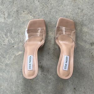 Steve Madden clear/nude mules
